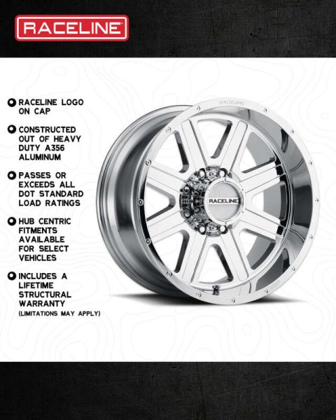 Raceline 940C Hostage 16x8in / 8x165.1 BP / 0mm Offset / 125.2mm Bore - Chrome Wheel thumbnail 3