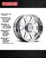 Raceline 940C Hostage 18x9in / 8x170 BP / -12mm Offset / 125.2mm Bore - Chrome Wheel thumbnail 4