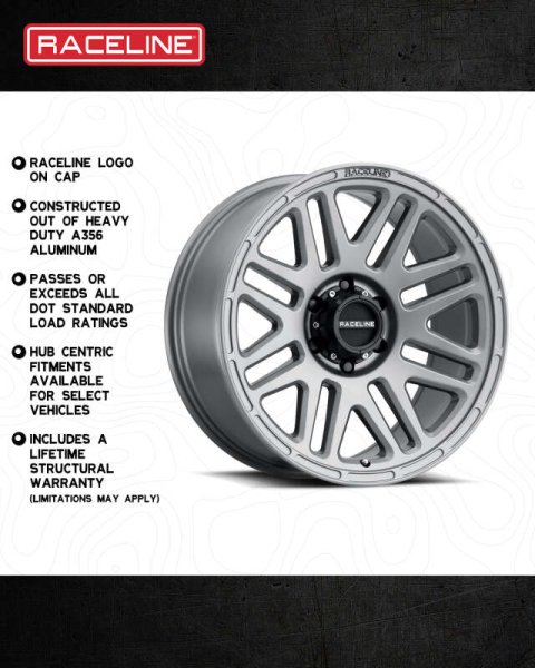 Raceline 944GS Outlander 16x8in / 5x139.7 BP / 0mm Offset / 106.5mm Bore - Greystone Wheel thumbnail 7