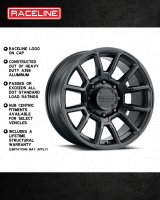 Raceline 950B Gauge 17x8.5in / 6x139.7 BP / 18mm Offset / 106.1mm Bore - Satin Black Wheel thumbnail 8