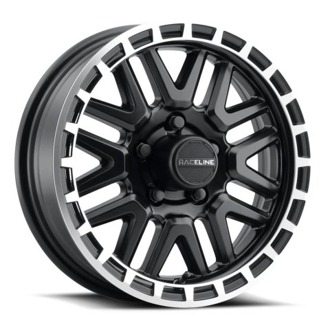 Raceline 953BM Krank 15x5in / 5x114.3 BP / 0mm Offset / 3.19mm Bore - Black & Machined Wheel