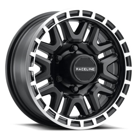 Raceline 953BM Krank 15x6in / 6x139.7 BP / 0mm Offset / 4.25mm Bore - Black & Machined Wheel