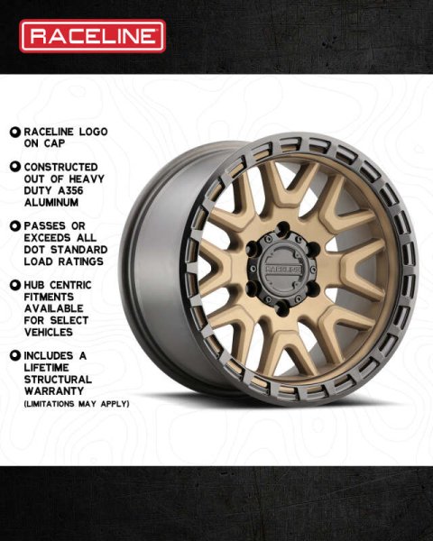 Raceline 953BZ Krank 16x8in / 5x114.3 BP / 0mm Offset / 72.62mm Bore - Bronze Wheel thumbnail 7