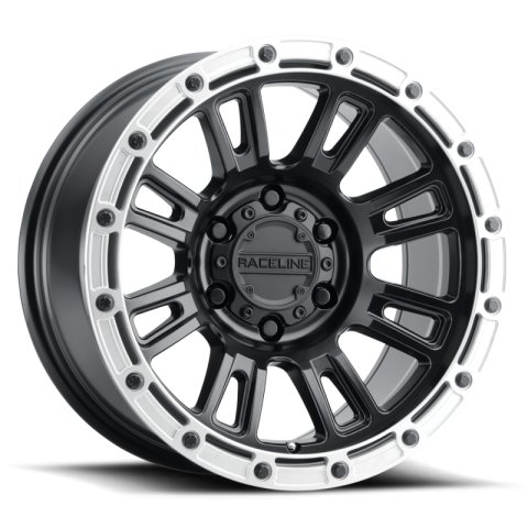 Raceline 956BS Compass 17x8.5in / 6x120 BP / 0mm Offset / 67.1mm Bore - Black & Silver Lip Wheel thumbnail 3