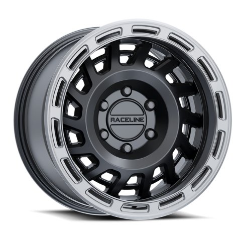 Raceline 957BS Halo 18x9in / 8x165.1 BP / 18mm Offset / 130.81mm Bore - Black & Silver Lip Wheel