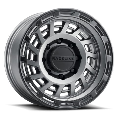 Raceline 957GB Halo 17x8.5in / 5x150 BP / 0mm Offset / 110.3mm Bore - Gunmetal & Black Lip Wheel
