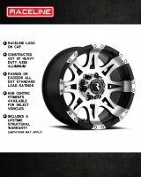 Raceline 982 Raptor 17x9in / 8x165.1 BP / -12mm Offset / 130.81mm Bore - Black & Machined Wheel thumbnail 5