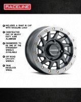 Raceline A12BG Squad 15x7in/4x156 BP/38mm Offset/132.5mm Bore - Black & Gunmetal Ring Beadlock Wheel thumbnail 4