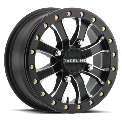 Raceline A71MB Mamba 15x6in/4x137 BP/40mm Offset/110.18mm Bore - Black & Machined Beadlock Wheel