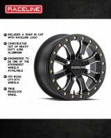 Raceline A71MB Mamba 15x6in/4x137 BP/40mm Offset/110.18mm Bore - Black & Machined Beadlock Wheel thumbnail 6