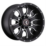 Raceline A77 Mamba 12x7in / 4x110 BP / -47mm Offset / 83.8mm Bore - Black & Machined Wheel thumbnail 1
