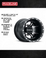 Raceline A77 Mamba 14x7in / 4x115 BP / 10mm Offset / 80.3mm Bore - Black & Machined Wheel thumbnail 9