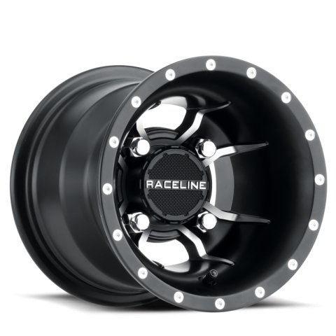 Raceline A77 Mamba 15x7in / 4x156 BP / 5mm Offset / 132.5mm Bore - Black & Machined Wheel thumbnail 4