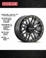 Raceline A91G Ryno 15x7in/4x137 BP/10mm Offset/110.18mm Bore - Gunmetal & Black Ring Beadlock Wheel thumbnail 5