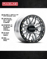 Raceline A91MA Ryno 14x7in/4x156 BP/10mm Offset/132.5mm Bore - Machined & Black Ring Beadlock Wheel thumbnail 5