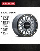 Raceline A93SG Podium 15x6in/4x137 BP/40mm Offset/110.18mm Bore - Grey & Black Ring Beadlock Wheel thumbnail 8