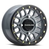 Raceline A93SG Podium 15x6in/4x156 BP/40mm Offset/132.5mm Bore - Grey & Black Ring Beadlock Wheel thumbnail 2