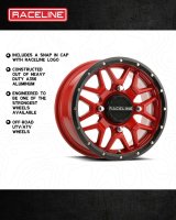 Raceline A94R Krank 14x7in / 4x156 BP / 10mm Offset / 132.5mm Bore - Red & Black Lip Wheel thumbnail 4