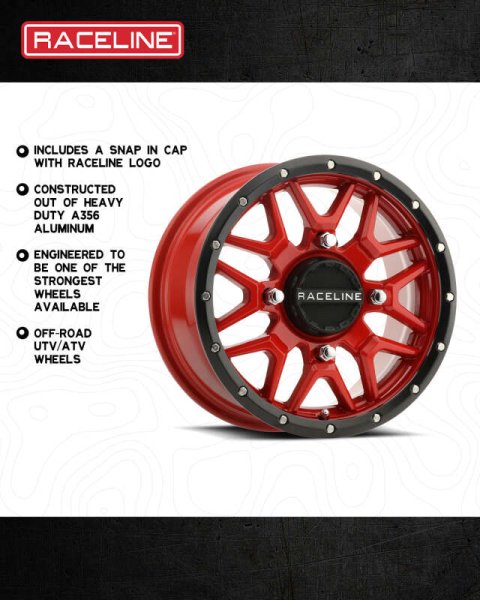 Raceline A94R Krank 14x7in / 4x110 BP / 10mm Offset / 83.8mm Bore - Red & Black Lip Wheel thumbnail 4