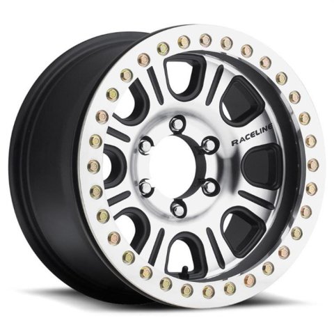 Raceline RT232 Monster 17x8.5in/6x165.1 BP/0mm Offset/107.95mm Bore - Black & MACH. Beadlock Wheel thumbnail 1