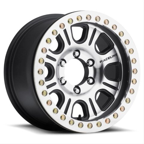 Raceline RT232 Monster 17x8.5in/8x165.1 BP/0mm Offset/130.81mm Bore - BLK & Machined Beadlock Wheel thumbnail 1