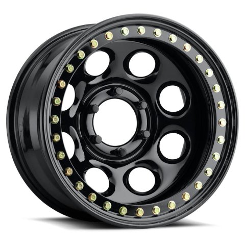 Raceline RT81 Rock 8 16x8in / 6x139.7 BP / -19mm Offset / 107.95mm Bore - Gloss Black Beadlock Wheel