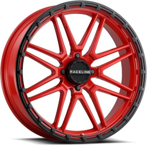 Raceline A11RB Krank-XL 22x7in / 4x137 BP / 0mm Offset / 110.18mm Bore - Red/Black Wheel