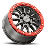 Raceline A14GR Alpha 15x7in/4x156 BP/10mm Offset/132.5mm Bore - Gunmetal & Red Ring Beadlock Wheel thumbnail 1