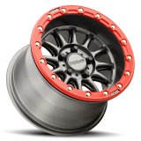 Raceline A14GR Alpha 15x7in/4x156 BP/10mm Offset/132.5mm Bore - Gunmetal & Red Ring Beadlock Wheel thumbnail 2