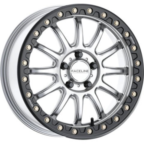Raceline A14SB Alpha 17x7in/5x114.3 BP/25mm Offset/114.3mm Bore - Silver & Blk Ring Beadlock Wheel thumbnail 9
