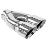 MagnaFlow Tip Stainless Double Wall Round Dual Outlet Polished 3in DIA 2.25in Inlet 9.75in Length thumbnail 1