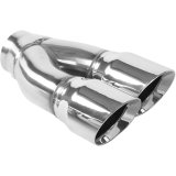 MagnaFlow Tip Stainless Double Wall Round Dual Outlet Polished 3in DIA 2.25in Inlet 9.75in Length thumbnail 4