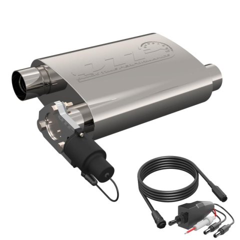 QTP 2.5in Weld-On 304SS Reverse Screamer Muffler w/Bolt-On QTEC Electric Cutout thumbnail 1