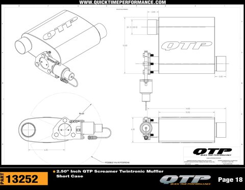 QTP 2.5in Weld-On 304SS Screamer Muffler Short Case w/Bolt-On QTEC Electric Cutout thumbnail 1