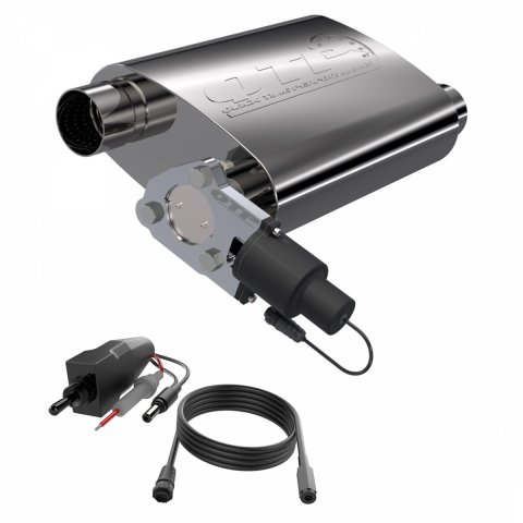 QTP 2.5in Weld-On 304SS Screamer Muffler Short Case w/Bolt-On QTEC Electric Cutout thumbnail 3