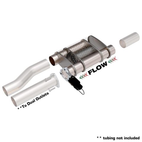 QTP 3in Weld-On 304SS Screamer Muffler w/Bolt-On QTEC Electric Cutout thumbnail 1