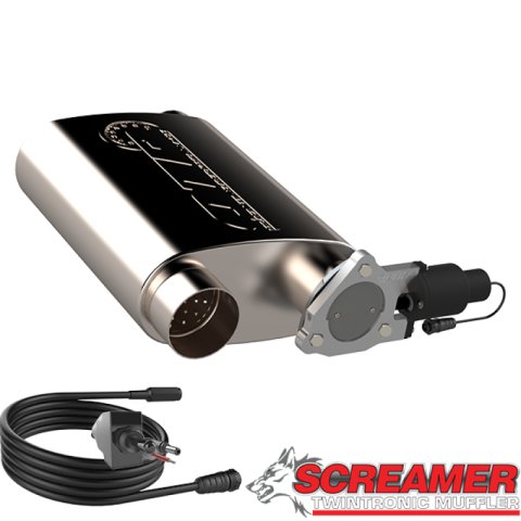 QTP 3in Weld-On 304SS Reverse Screamer Muffler w/Bolt-On QTEC Electric Cutout thumbnail 4
