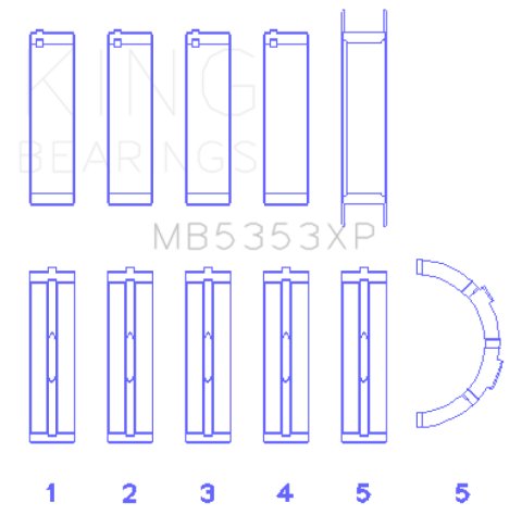 King Engine Bearings Ford 281 4.6L SOHC 16V (Size .026) Crankshaft Main Bearings (Set of 5) thumbnail 1