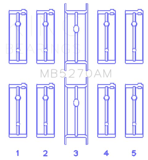 King Chrysler 148/148 Turbo DOHC 16V / Jeep 148 DOHC 16V (Size +0.25mm) Main Bearing Set thumbnail 4