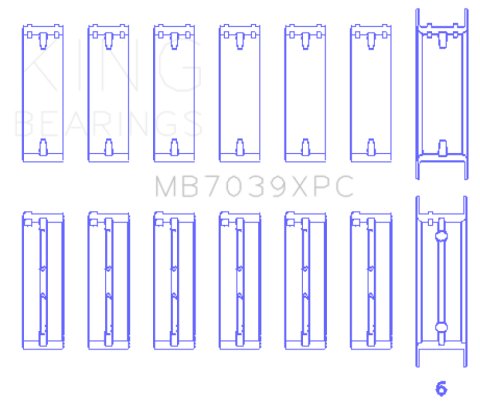 King BMW M20/M50 2.0L/2.5L/2.7L Crankshaft Main Bearings Set (Size .026) - 7 Pairs Coated thumbnail 4
