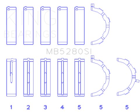 King Engine Bearings Ford 281CI/330CI 4.6L/5.4L V8 (Size +0.5) Main Bearing Set thumbnail 5