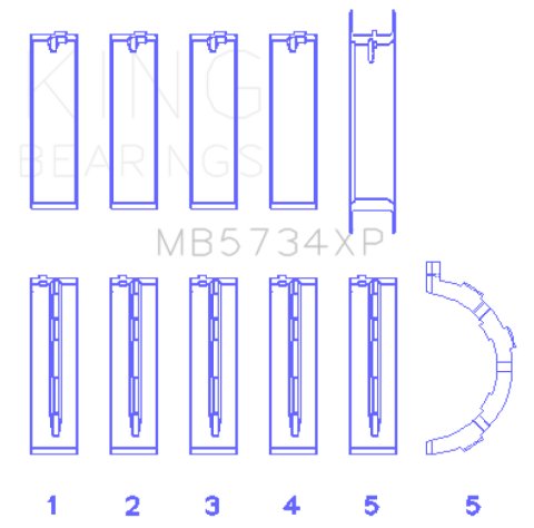 King Engine Bearings Ford Mustang Prod 302 Coyote Performance Main Bearing Set - Size STD thumbnail 4