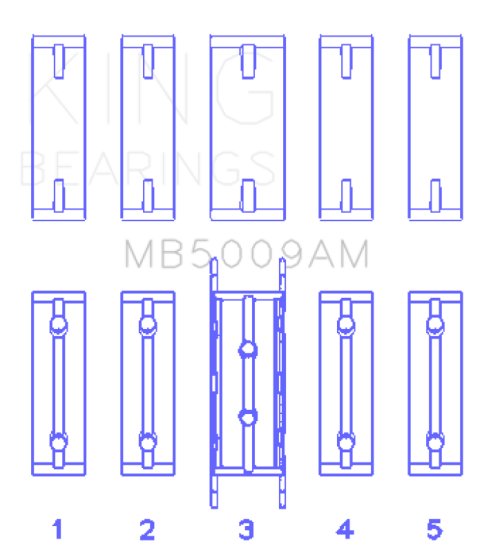 King Engine Bearings Ford Fiesta 1.25I (ZETec/Ecoboost 1.6) (Size +0.50mm) Main Bearing Set thumbnail 4