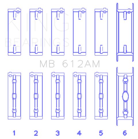 King Engine Bearings Volvo 520/B5252/B5254F/T/B5234F/T (Size +0.50mm) Main Bearing Set thumbnail 3