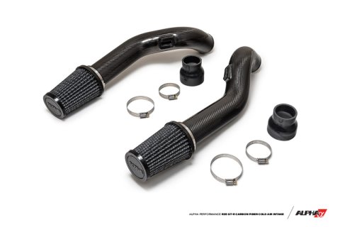 AMS Performance 2009+ Nissan GT-R R35 Alpha Carbon Fiber Intake Pipes for Stock Turbos thumbnail 2