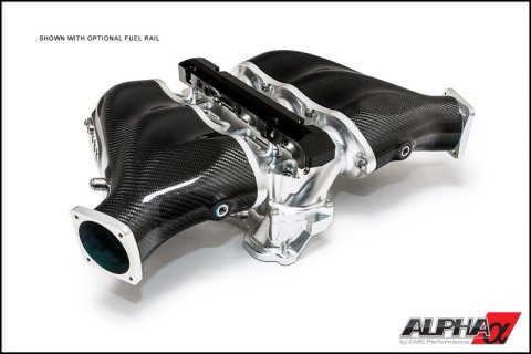 AMS Performance 2009+ Nissan GT-R Alpha Carbon Fiber/Billet Intake Manifold w/Std Fuel Rail - Clear thumbnail 1