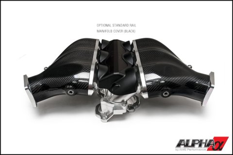AMS Performance 2009+ Nissan GT-R Alpha Carbon Fiber/Billet Intake Manifold w/Std Fuel Rail - Clear thumbnail 2