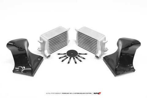 AMS Performance 16-19 Porsche Carrera/Carrera S (991.2) Alpha Intercooler Kit w/Carbon Fiber Shrouds thumbnail 2