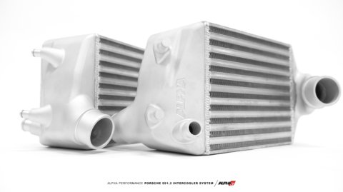 AMS Performance 16-19 Porsche Carrera/Carrera S (991.2) Alpha Intercooler Kit w/Carbon Fiber Shrouds thumbnail 3