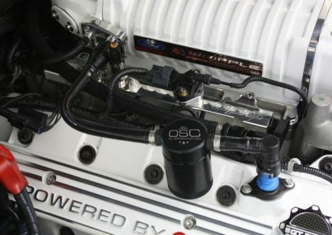 J&L 07-14 Ford Mustang GT500 Passenger Side Oil Separator 3.0 - Black Anodized thumbnail 2